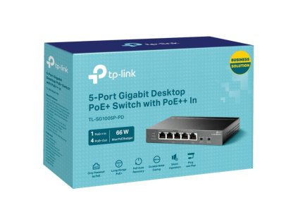 TP-Link Switch 5-Port/1000Mbps/Desk/PoE++ TL-SG1005P-PD