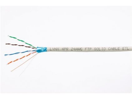 FTP kabel LYNX, Cat5E, drát, PVC, Dca, šedý, 305m LX-SLD-FTP5E-GR