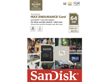 SanDisk Micro SDXC MAX Endurance 64GB C10 U3 V30+A SDSQQVR-064G-GN6IA