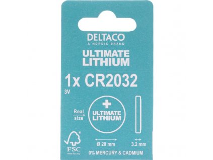 DELTACO Ultimate CR2032, Gombíkové batérie, 1ks ULT-CR2032-1P