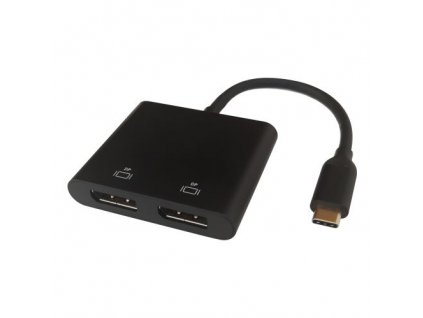 DELTACO Adaptér USB Type C/2x DP, čierny USBC-2DP