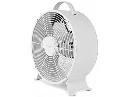 NEDIS stolní ventilátor/ průměr 25 cm/ výkon 20 W/ síťové napájení/ 2 rychlosti/ kovový/ bílý FNCL10WT20