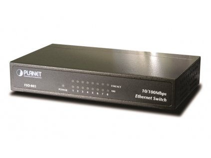 Planet FSD-803 switch 8x10/100Base-TX, 10", kov, desktop, fanless FSD-803