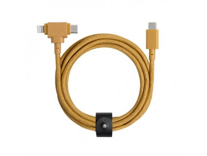 Native Union kábel Belt Cable Duo USB-C to USB-C/Lightning 1.5m - Kraft BELT-CCL-KFT-NP