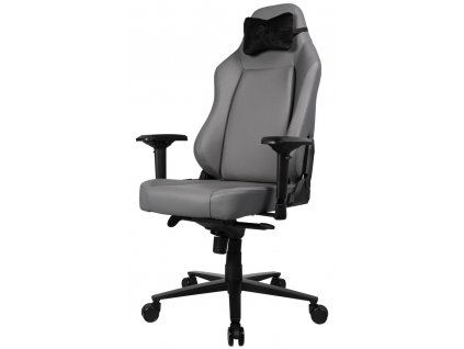 AROZZI herní židle PRIMO Full Premium Leather Anthracite/ 100% přírodní italská kůže/ světle šedá PRIMO-PREM-AE