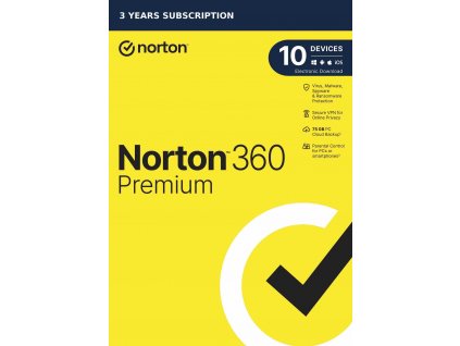 NORTON 360 PREMIUM 75GB +VPN 1 používateľ pre 10 zariadení na 3 roky ESD 21435581