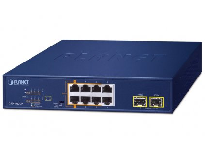 Planet PoE switch 8x1Gb + 2xSFP 1Gb, PoE 180W, 2x 802.3bt + 4x 802.3at GSD-1022UP