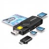 AXAGON CRE-SMP2A, USB-A + USB-C PocketReader 4-slot čítačka Smart card (eID klient) + SD/microSD/SIM CRE-SMP2A