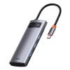 Baseus USB Hub Metal Gleam Series 5v1 (USB-C PD 100W, 3x USB 3.0, HDMI) šedý 6932172602628