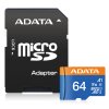Adata/micro SDHC/64GB/100MBps/UHS-I U1 / Class 10/+ Adaptér AUSDX64GUICL10A1-RA1
