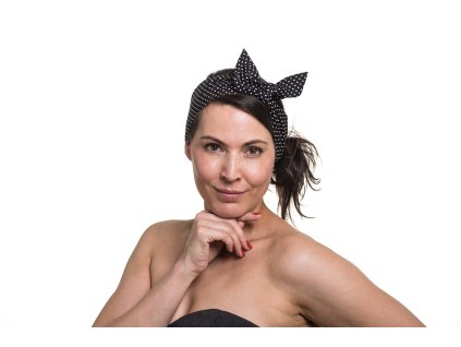 Čelenka černá/bílý puntík