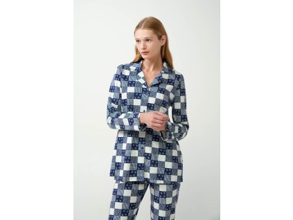 Dámské bavlněné dvoudílné pyžamo rozpínací Vamp 21432
