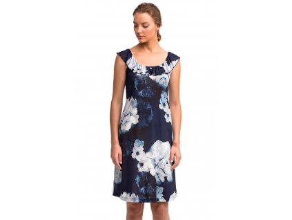 Elegantní dámské květované šaty Vamp 14464 (Barva MODRÁ, Velikost XL/44)