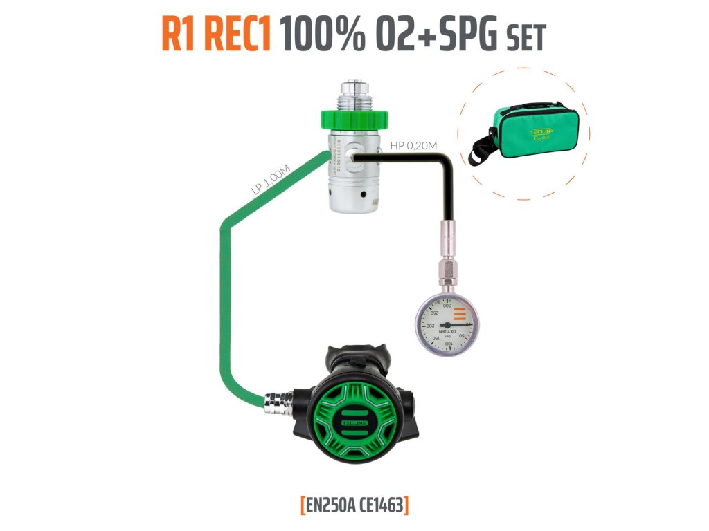 Regulátor R1 REC1 02 stage set až 100% O2 s manometrem