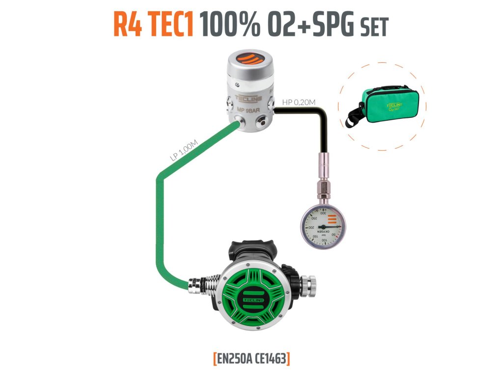 Regulátor R4 TEC1 100% O2 stage set s manometrem