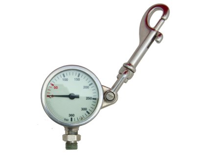 Manometr 360 bar, 52 mm, s otočnou karabinou