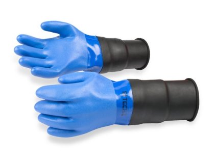 Modré PVC rukavice s prodlouženou manžetou