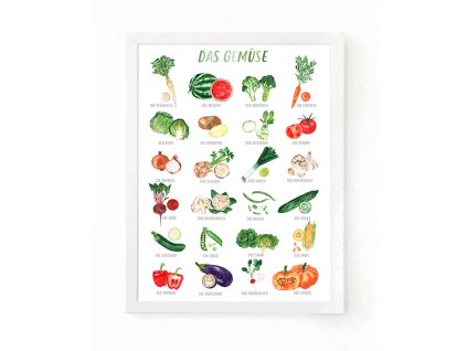 GEMÜSE - Lernplakat mit Originalillustrationen: Dekoration und Lehrmittel für Kinder (Format PDF)