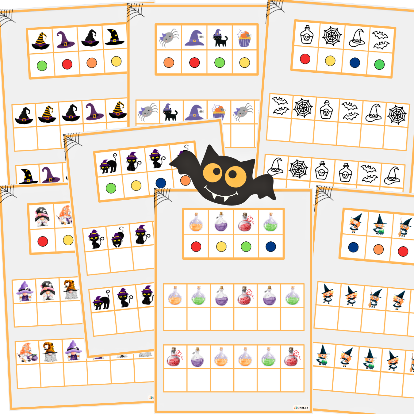 Aktivity čarodějnice - ZRAKOVKY S BAREVNÝMI KOLEČKY