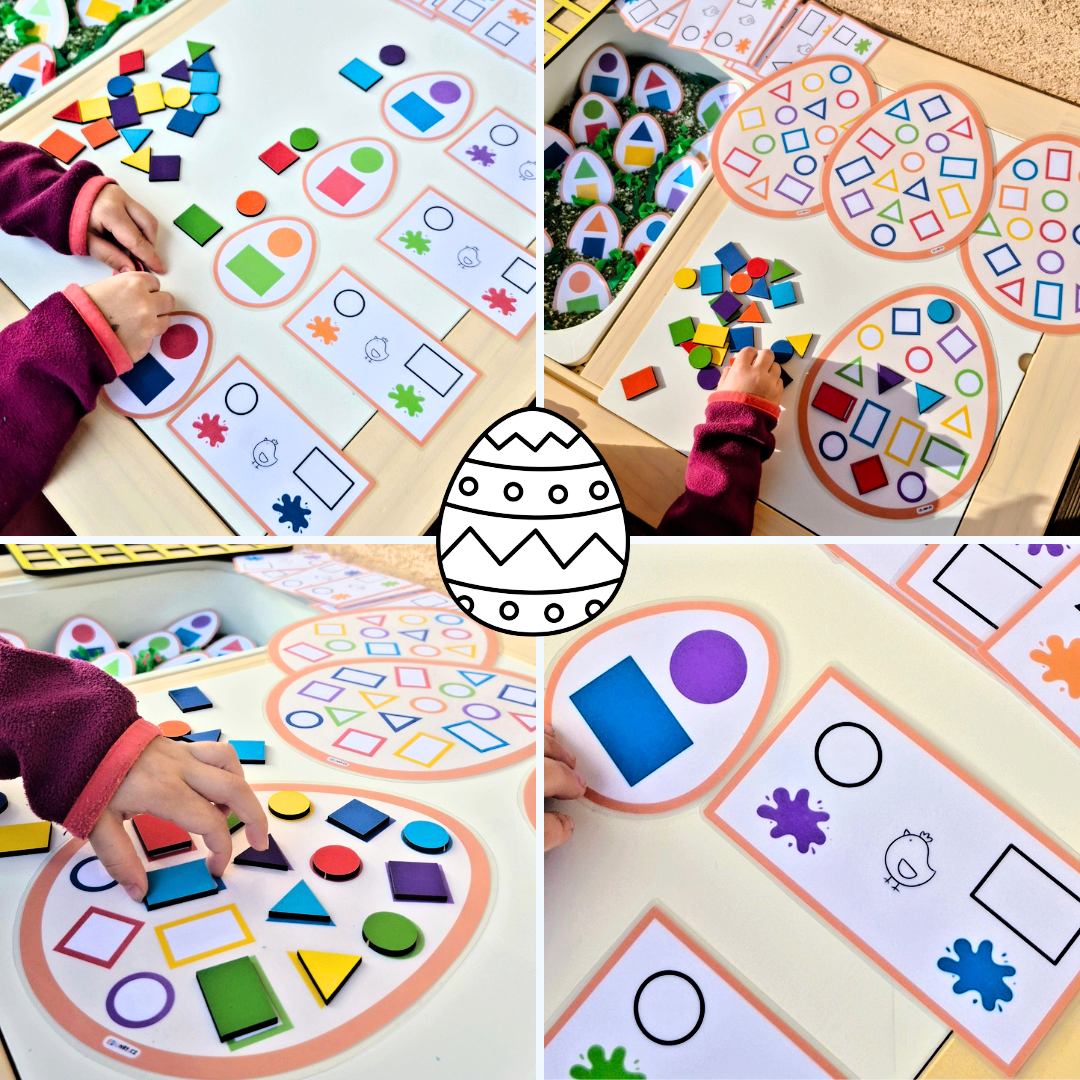 Aktivity Velikonoce vajíčka - LOGICKÁ HRA, MOZAIKA TVARY BARVY