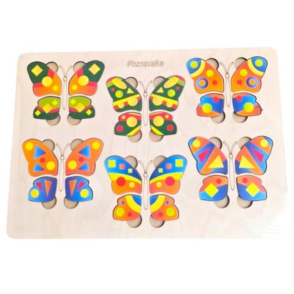 Dřevěná skládačka logická puzzle Motýlci zraková percepce 0