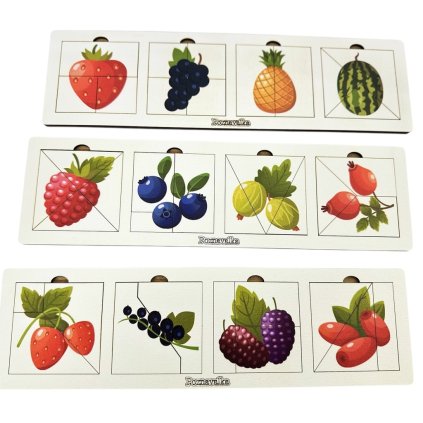 Puzzle dřevěné hlavolam ovoce plody čtverce Nikitina Montessori