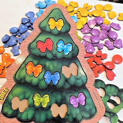 PSD283 Puzzle skládačka pro děti dřevěná vánoční stromek banky ozdoby 6 3