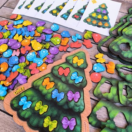 PSD283 Puzzle skládačka pro děti dřevěná vánoční stromek banky ozdoby