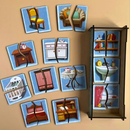 PSF072 drevene Puzzle polovinky nabytek pro nejmensi eduhry UBEE 2