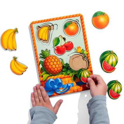 Ovoce 1 trivrstva vkladacka puzzle velikosti montessori