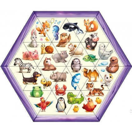 PSD169 Logické tri puzzle trojuhelníčky trinomino Zvířátka