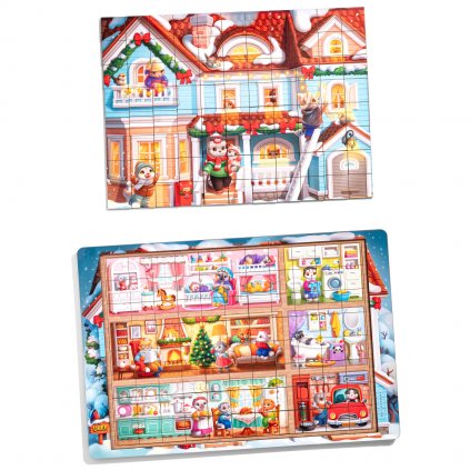 PSD249 XXL Puzzle 176 dilu podlahové čtverečky Domeček kočiček dvouvrstve