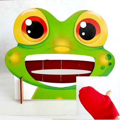 Žabák stojan hry s jazýčkem logopedie oromotorika