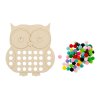 Sovička deska dřevěná s dírkami bambulky