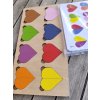 Srdíčka barevná poloviny puzzle skládačka s předlohami