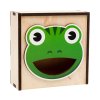 Krmítko dřevěný box vhazovací žaba s mouchami hra