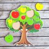 Strom s jablíčky dřevěná vkládačka barvy velikosti magnetický rybolov
