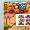 Auta se zviratky variabilni drevene puzzle s kartickami