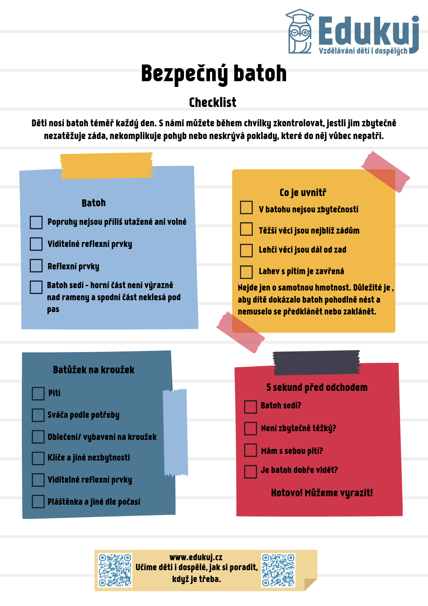 Checklist bezpečný batoh