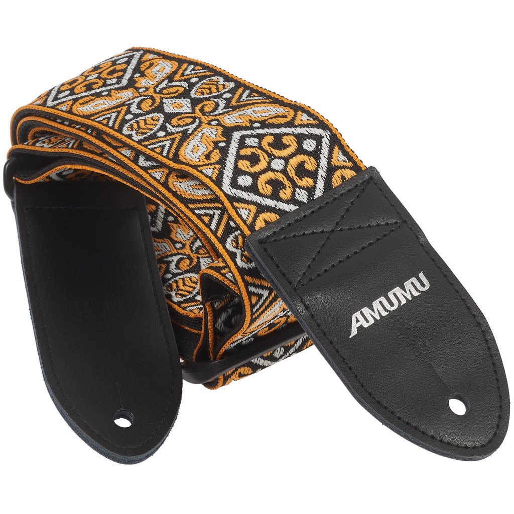AMUMU Vintage Embroidery Orange Cotton Strap