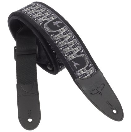PRS 2.4" Padded Guitar Strap w/FLASH, Custom Jacquard Birds Wavelength, Charcoal
