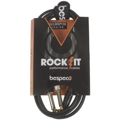 BESPECO ROCKIT Interlink Cable Jack 3,5 TRS M 90° - 2x Jack TS 1,5 m