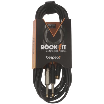 BESPECO ROCKIT Interlink Cable Jack 3,5 TRS M 90° - 2x Jack TS 5 m