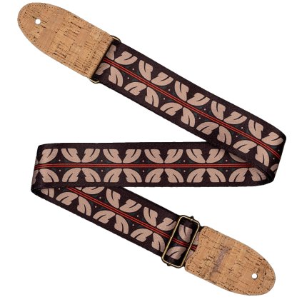 CASCHA CGS-VC10 Guitar Strap Vegan Cork Ethnic Red Stripes