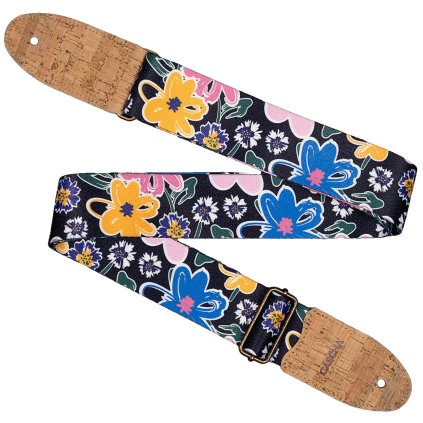CASCHA CGS-VC5 Guitar Strap Vegan Cork Floral Sketch