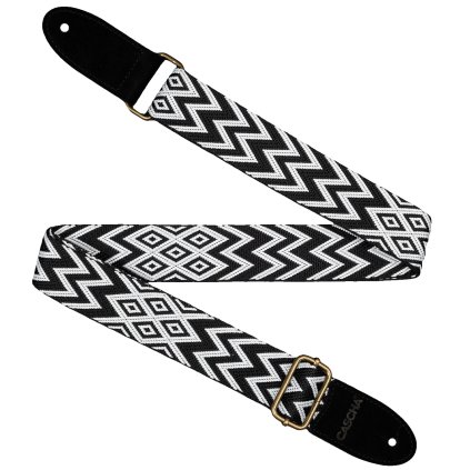 CASCHA CUS-JW1 Ukulele Strap Jacquard Ethnic Black & White