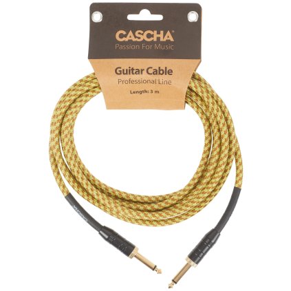CASCHA Professional Line Guitar Cable, Straight, Tweed Natural, 3 m