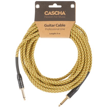 CASCHA Professional Line Guitar Cable, Straight, Tweed Natural, 6 m