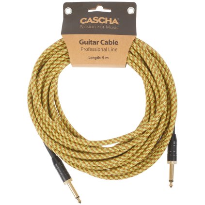 CASCHA Professional Line Guitar Cable, Straight, Tweed Natural, 9 m