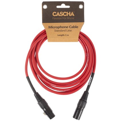 CASCHA Standard Line Mic Cable Red 3m